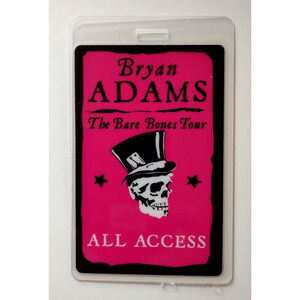 Bryan Adams The Bare Bones Tour Backstage Pass Laminated Skull Skeleton 2009